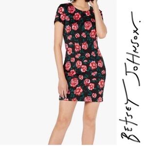 Betsey Johnson FQ06K35 Jewel Scuba Floral Vback Cocktail Dress Full Bloom 12 NWT